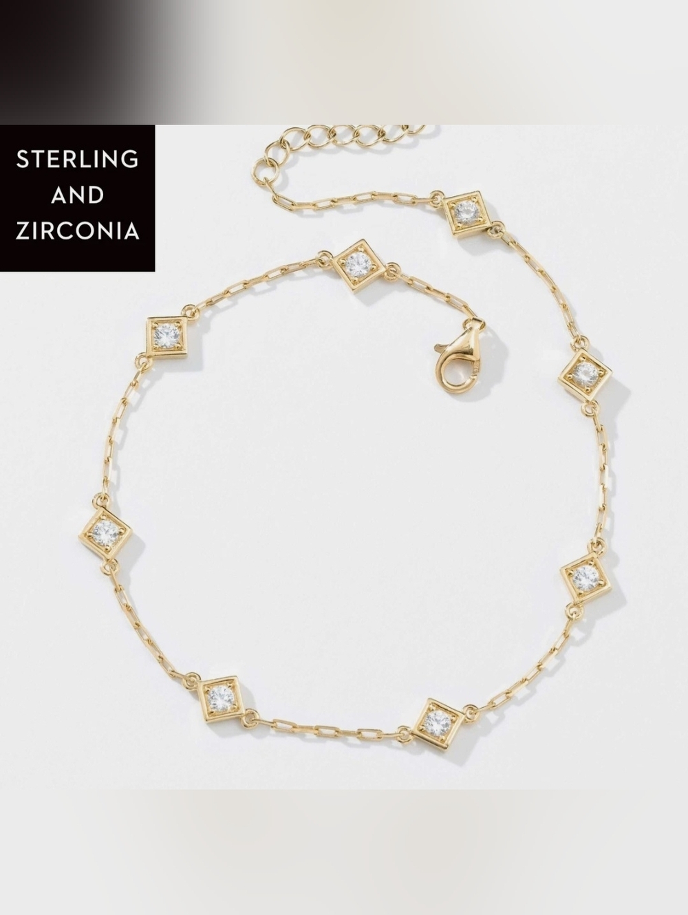 Touchstone Crystal All Times Anklet; Gold 1carat